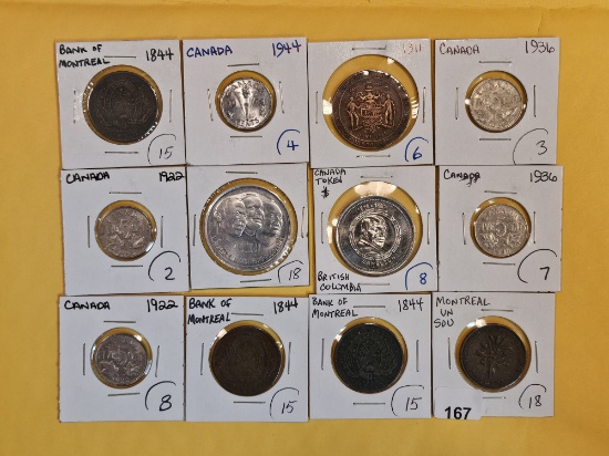 Twelve nicer mixed Canadian coins