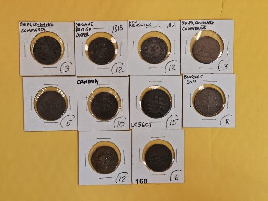 Ten cool Canadian half-penny tokens