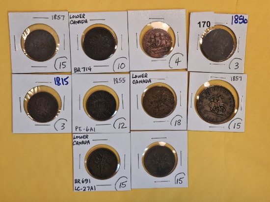 Ten cool Canadian Penny and half-penny tokens