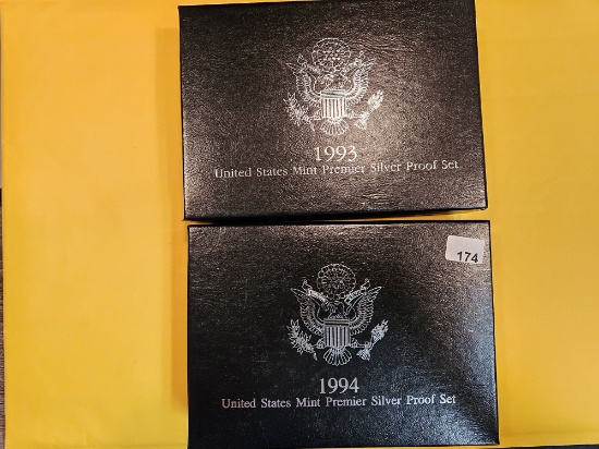 1993 and 1994 US Mint Premier SILVER Proof Sets