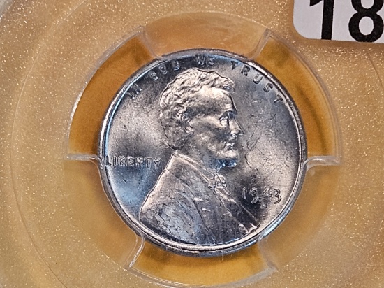 GEM! PCGS 1943-D Steel Wheat cent in Mint State 66
