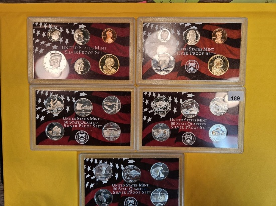 Five Partial US SILVER Proof Sets