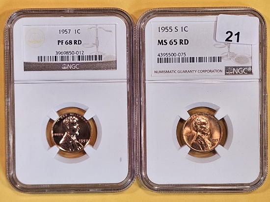 Two GEM, NGC-graded Wheat cents