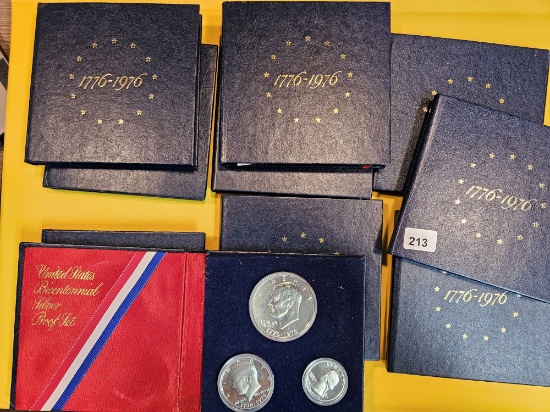 Ten 1976 Three-Coin SILVER Bicentennial Proof Sets