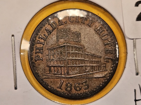 1863 Civil War Token Merchant's Store Card in About Uncirculated