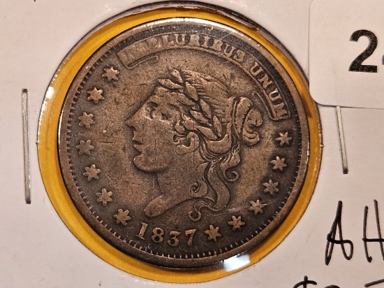 1837 Hard Times Token in Very Fine plus