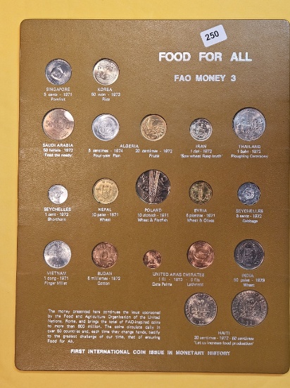 GEM BU Food For All FAO Money 3 World Coin Set
