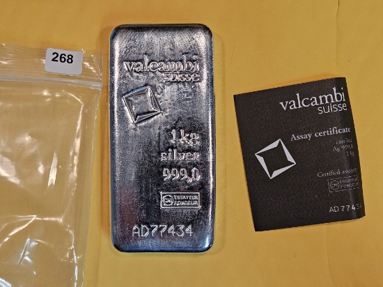 ONE KILOGRAM .999 Fine Cast Silver Bar