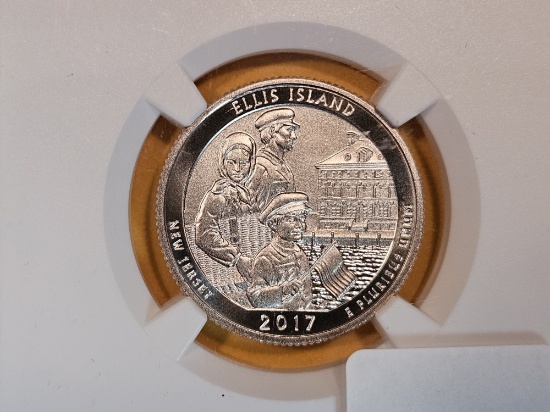 PERFECT! NGC 2017-S Ellis Island Washington Quarter in Specimen 70 Enhanced Finish
