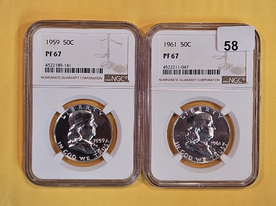 Superb GEMS! NGC-graded Franklin half dollars in Proof 67