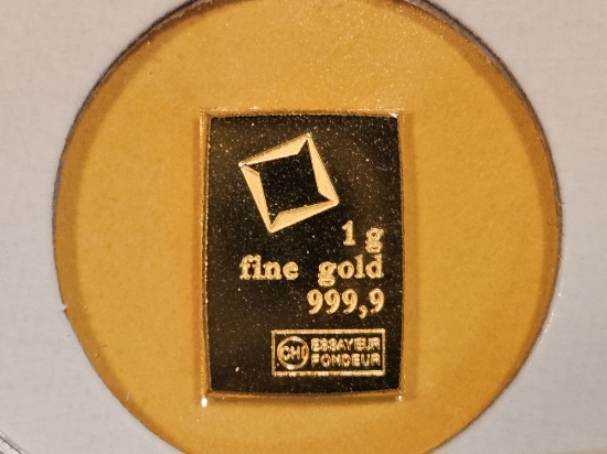 GOLD! Valcambi One Gram .9999 fine Gold bar