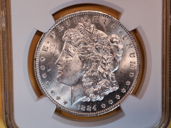 NGC 1884-O Morgan Dollar in Mint State 63