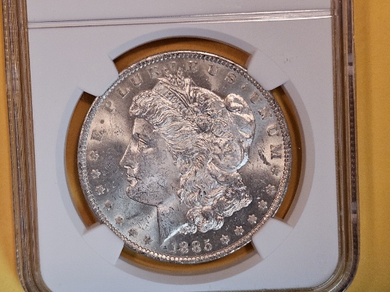 NGC 1885-O Morgan Dollar in Mint State 63