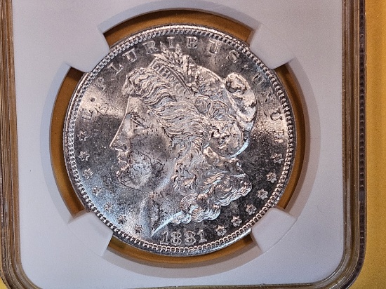 NGC 1881-S Morgan Dollar in Mint State 63
