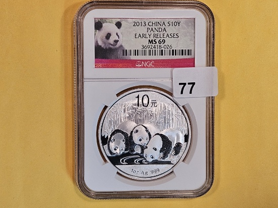 NGC 2013 China silver 10 yuan in Mint State 69