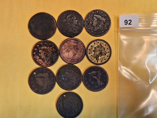 Ten mixed Large Cents