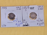 1855 and 1856-S Seated Liberty Half Dimes