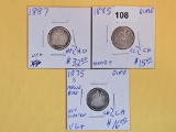Three Seated Liberty Dimes