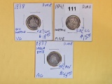 Three Seated Liberty Dimes
