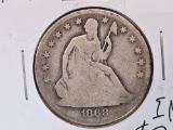 Better Date 1868 Seated Liberty Half Dollar