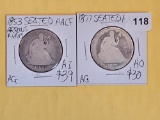 1853 and 1877 Seated Liberty Half Dollars