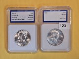 Two GEM Brilliant Uncirculated Franklin silver Half Dollars