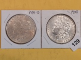 Two Morgan silver Dollars in About Uncirculated plus