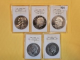 Five Mixed Brilliant Uncirculated and Proof Eisenhower Dollars
