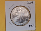 GEM Brilliant Uncirculated 2003 American Silver Eagle