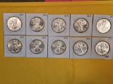Ten GEM Brilliant Uncirculated American Silver Eagles