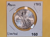 GEM Brilliant Uncirculated 1983 Mexico Silver Onza