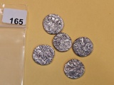 Five silver Ottoman Empire coins