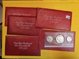 Five 1976 Three-Coin SILVER Bicentennial Mint Sets