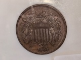 PCI 1865 Two Cent piece in Mint State 64 Brown