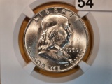 NGC 1959-D Franklin Half Dollar in Mint State 64 FBL