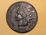 * Semi-Key 1867 Indian Cent in About Uncirculated plus - details
