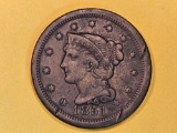 1851/1851 Braided Hair Large Cent in Very Fine - details