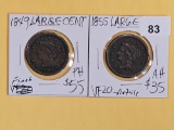 1849 and 1855 Braided Hair Large Cents