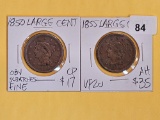 1850 and 1855 Braided hair Large Cents
