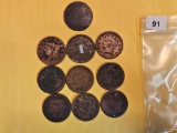 Ten mixed Large Cents