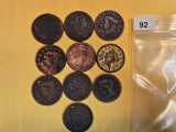 Ten mixed Large Cents