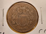 1864 Two Cent piece in Very Fine plus