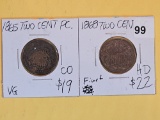 1865 and 1868 Two Cent pieces