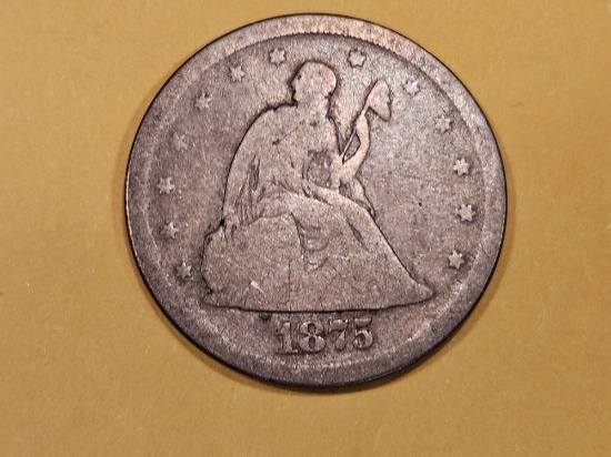 1875-S Twenty Cent piece in Good plus