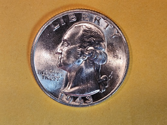 Choice Brilliant Uncirculated 1943 Washington Quarter