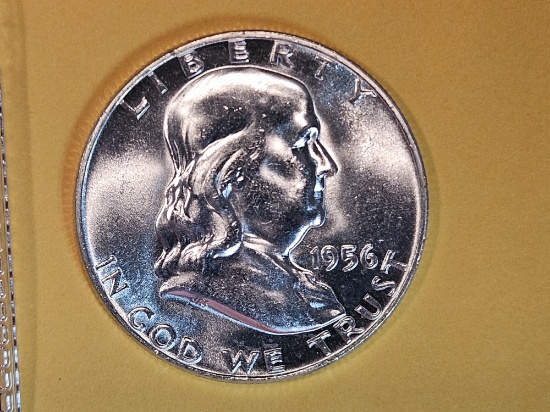 GEM Brilliant Uncirculated 1956 Franklin Half Dollar FBL