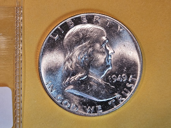 Very Choice Brilliant Uncirculated 1949 Franklin Half Dollar FBL