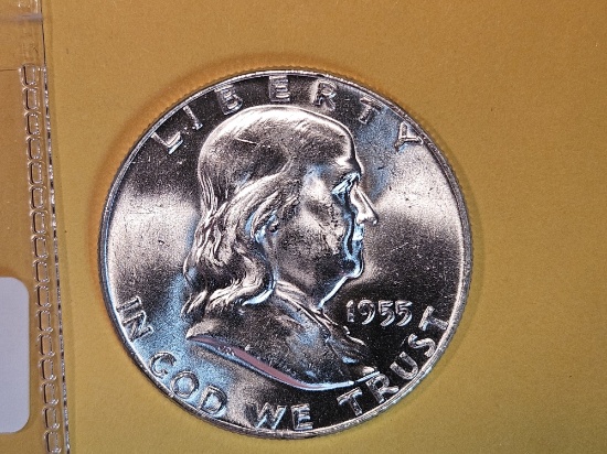 Choice Brilliant Uncirculated plus 1955 Franklin Half Dollar