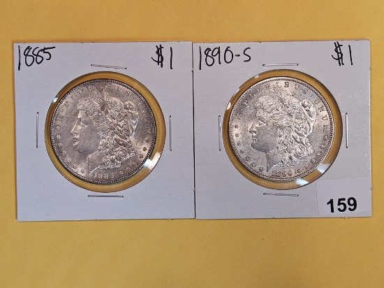 Two Bright, About Uncirculated Plus, Morgan Silver Dollars
