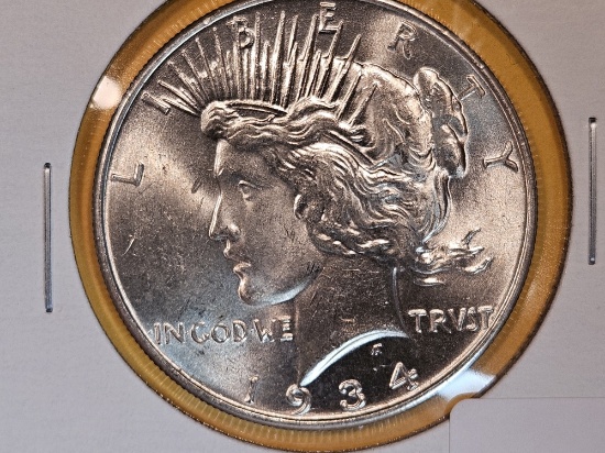 * Very Choice Brilliant Uncirculated 1934 Peace Silver Dollar